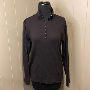 Cutter and Buck Medium Sweater Long Sleeve Snap Closure Black